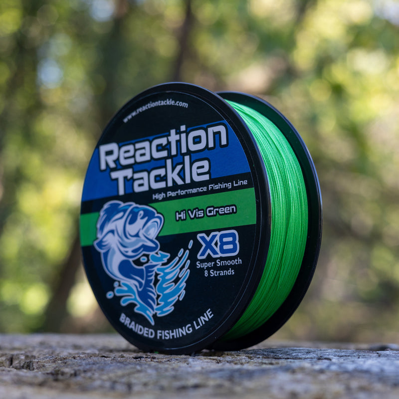 Load image into Gallery viewer, Reaction Tackle X8 Braided Fishing Line - Hi Vis Green 8 Strand
