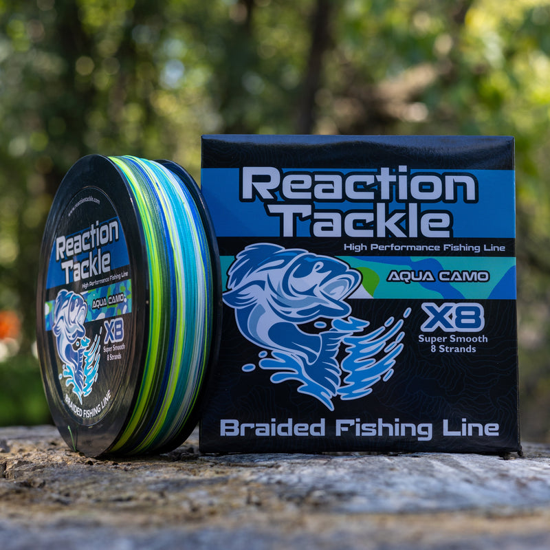 Load image into Gallery viewer, Reaction Tackle X8 Braided Fishing Line - Aqua Camo 8 Strand
