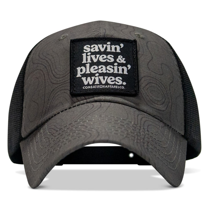 Load image into Gallery viewer, Ripstop Savin&#39; Lives &amp; Pleasin&#39; Wives Low Pro Snapback
