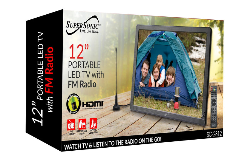 Load image into Gallery viewer, Supersonic 12" Portable Digital LED TV with USB &amp; SD Inputs, 12 Volt AC/DC Compatible for RVs (12-inch) (SC-2812)

