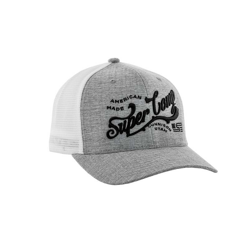 Load image into Gallery viewer, Super Comp FlexSnap Trucker Hat – Script Embroidered
