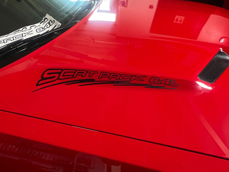 Load image into Gallery viewer, Scat Pack 6.4 Liter Hood Splash Decals for 2015-2024 Dodge Challenger/Charger (x2)
