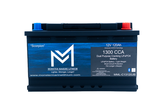 1300CCA 120Ah Dual Purpose Bluetooth Cranking Lithium "Scorpion" - Bluetooth - MML-13C120B