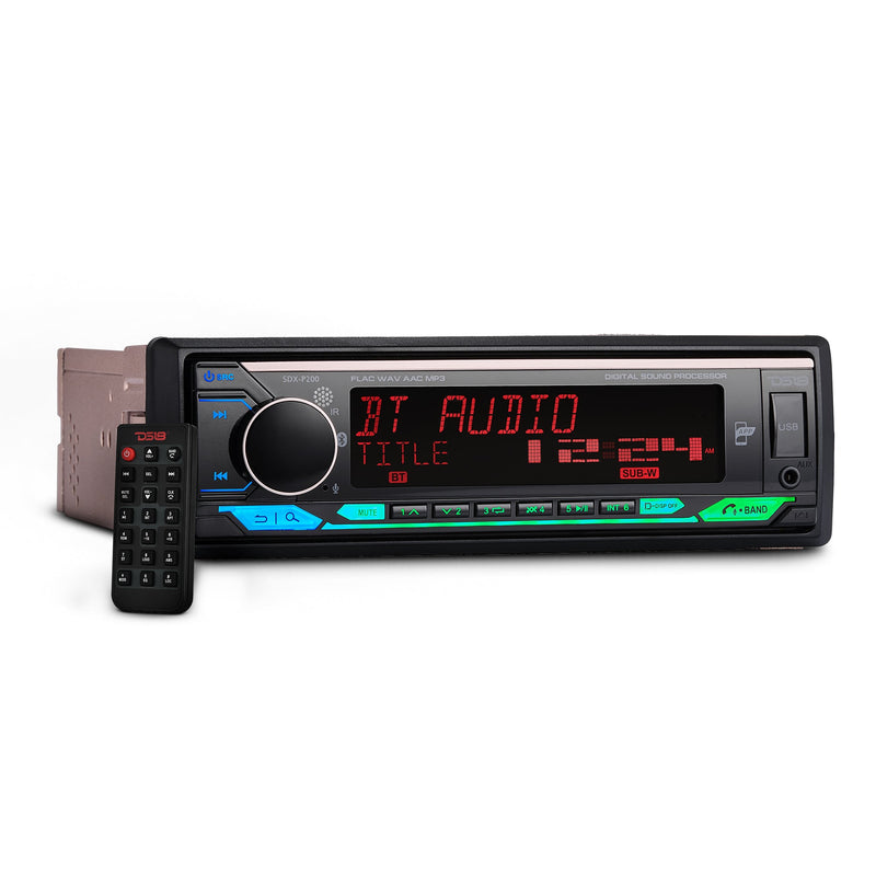 Load image into Gallery viewer, High Power 240 Watts RMS (4 x 60) Digital Media Receiver | Single Din | DSP | APP | Bluetooth Audio and Calling Head Unit | Aux Input | USB | Mechless | AM/FM Radio Receiver | 3V + 3.5V Subwoofer
