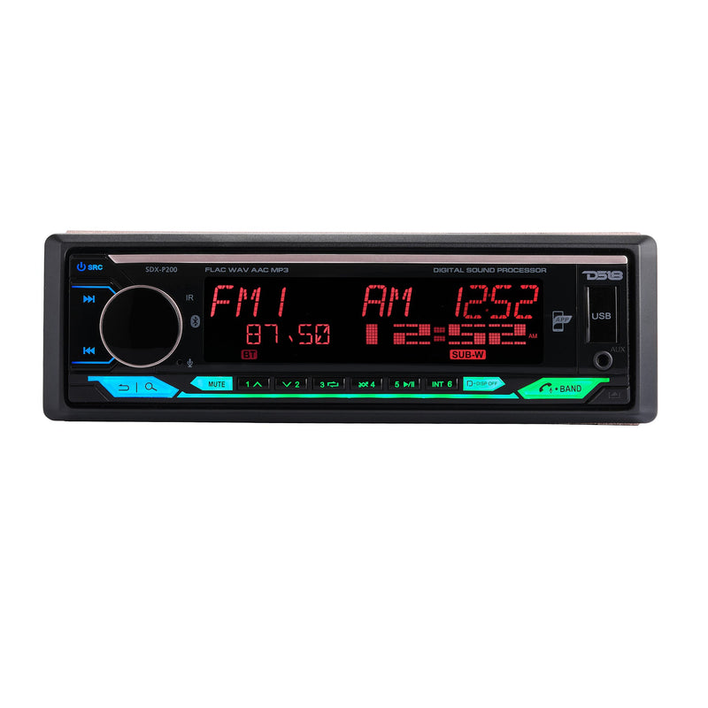 Load image into Gallery viewer, High Power 240 Watts RMS (4 x 60) Digital Media Receiver | Single Din | DSP | APP | Bluetooth Audio and Calling Head Unit | Aux Input | USB | Mechless | AM/FM Radio Receiver | 3V + 3.5V Subwoofer
