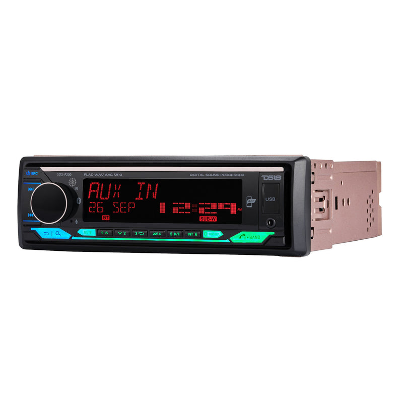 Load image into Gallery viewer, High Power 240 Watts RMS (4 x 60) Digital Media Receiver | Single Din | DSP | APP | Bluetooth Audio and Calling Head Unit | Aux Input | USB | Mechless | AM/FM Radio Receiver | 3V + 3.5V Subwoofer
