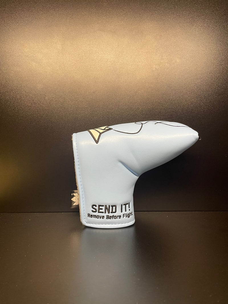 Load image into Gallery viewer, SEND IT! Remove Before Flight Blue Headcover
