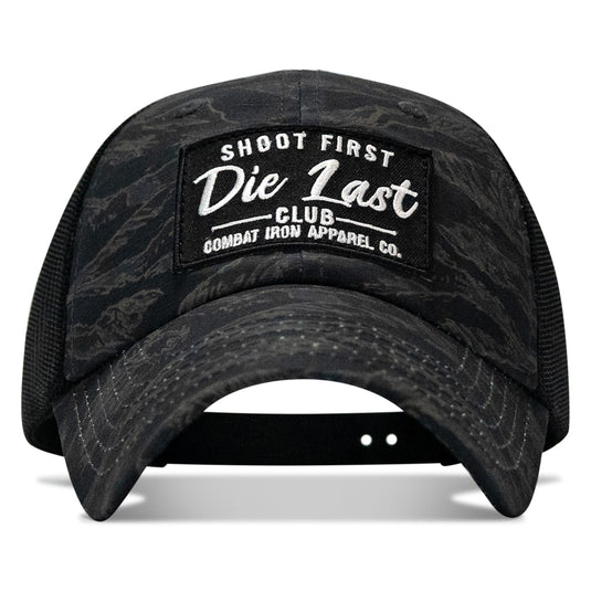 Shoot First. Die Last. Club Patch Tactical Ripstop Mesh Snapback Hat