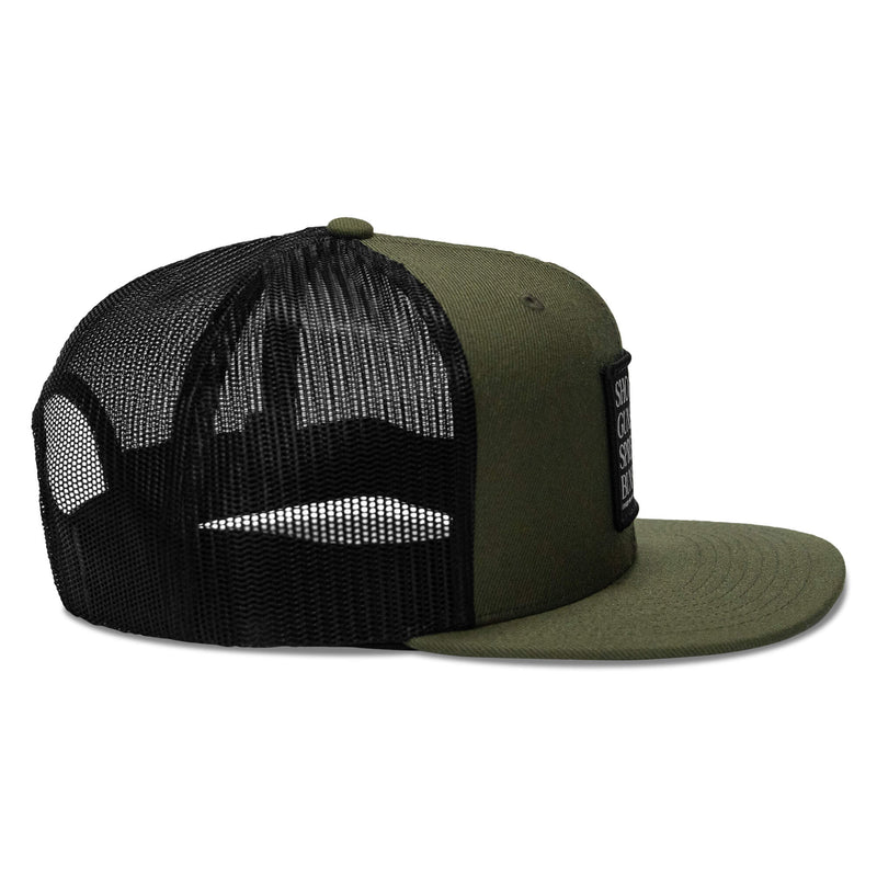 Load image into Gallery viewer, Shooting Guns &amp; Spreadin' Buns Patch Flatbill Hat
