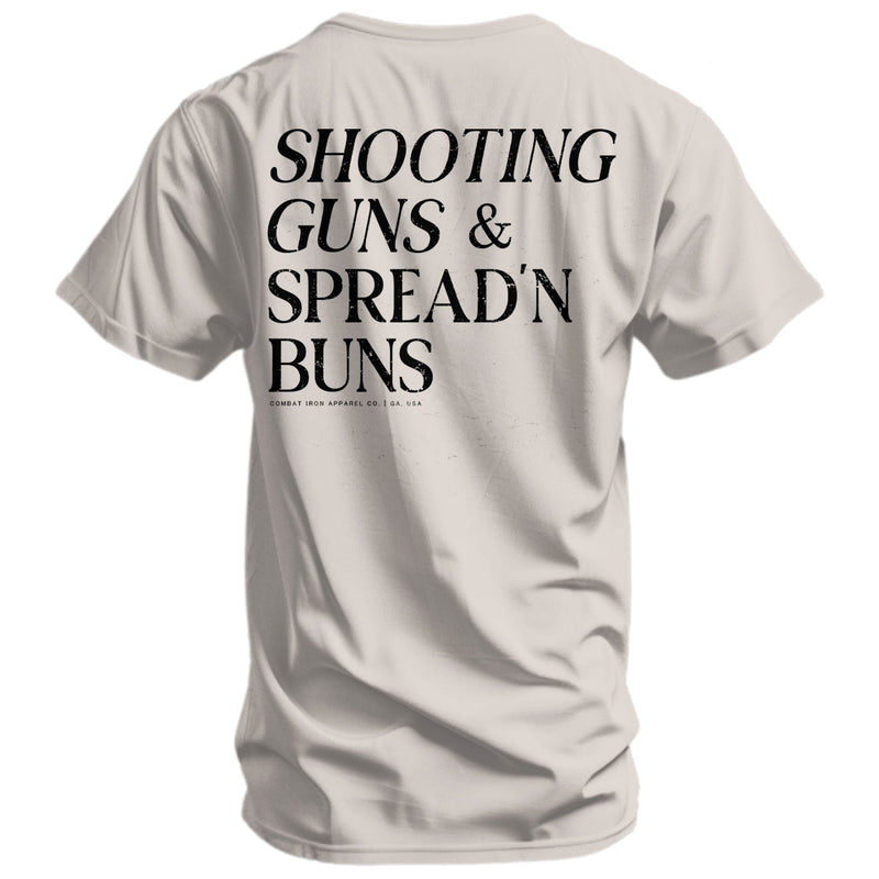Load image into Gallery viewer, Shooting Guns &amp; Spread&#39;n Buns Men&#39;s T-Shirt
