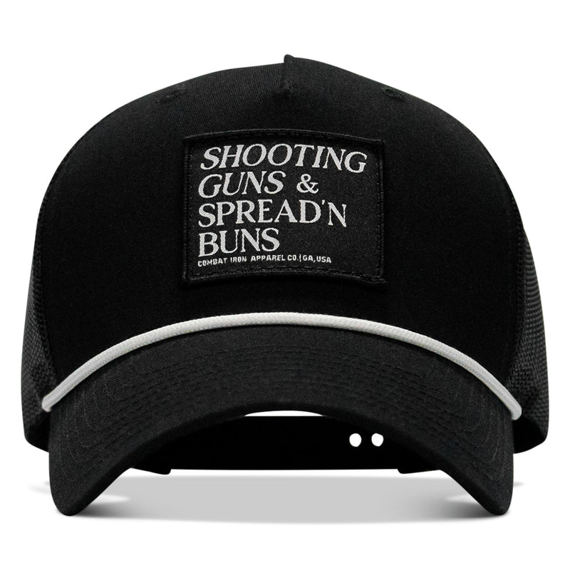 Load image into Gallery viewer, Shooting Guns &amp; Spread&#39;n Buns Patch Rope Snapback Hat
