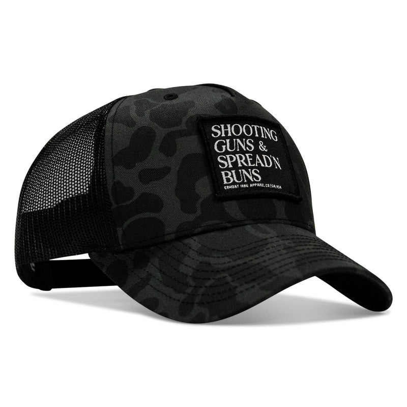 Load image into Gallery viewer, Shooting Guns &amp; Spread'n Buns Patch Snapback Hat
