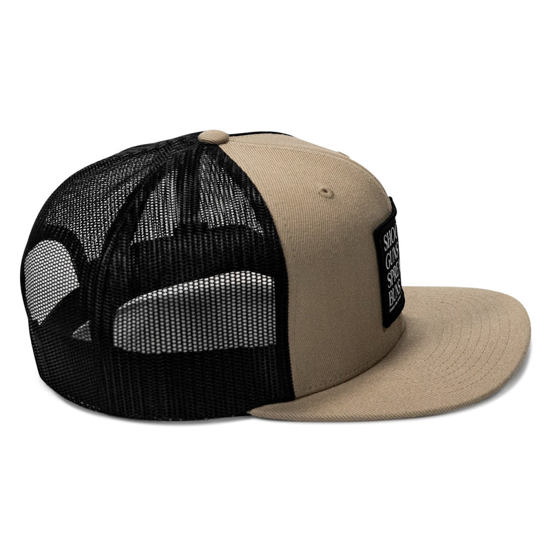 Load image into Gallery viewer, Shooting Guns &amp; Spreadin' Buns Patch Flatbill Hat
