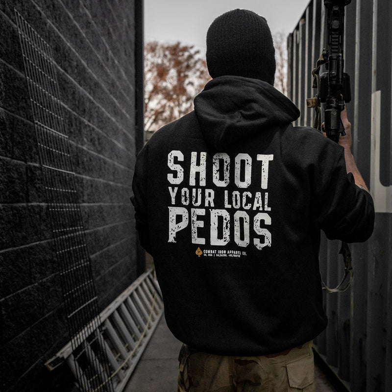 Load image into Gallery viewer, Shoot Your Local Pedo Fleece Lined Hoodies
