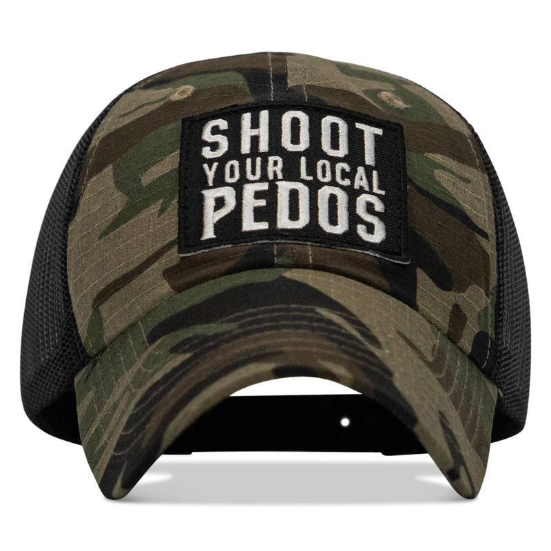 Load image into Gallery viewer, Shoot Your Local Pedos Patch Tactical Ripstop Mesh Snapback Hat
