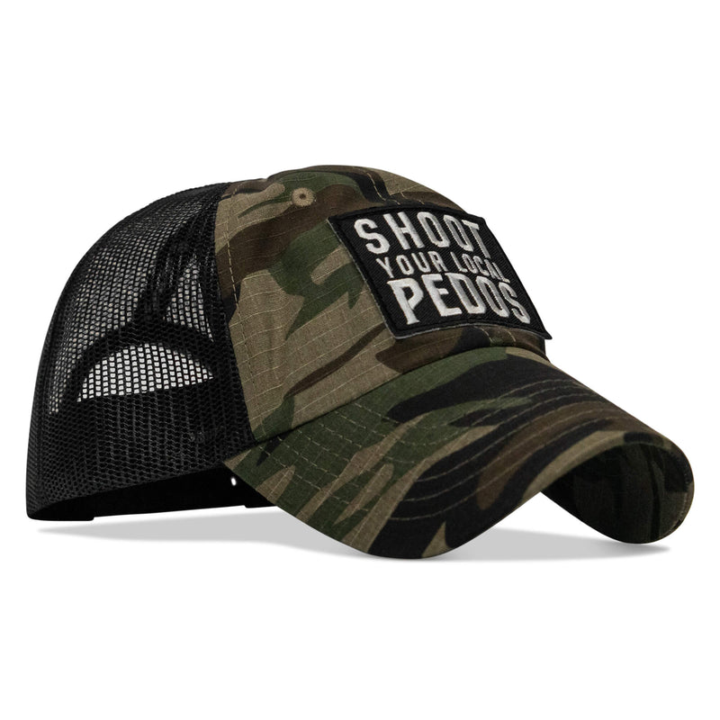 Load image into Gallery viewer, Shoot Your Local Pedos Patch Tactical Ripstop Mesh Snapback Hat
