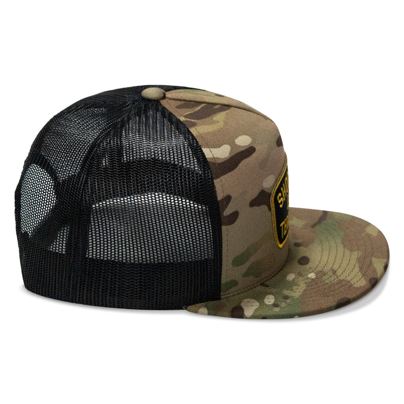 Load image into Gallery viewer, Shoot Your Local Terrorist Patch Flatbill Snapback Hat
