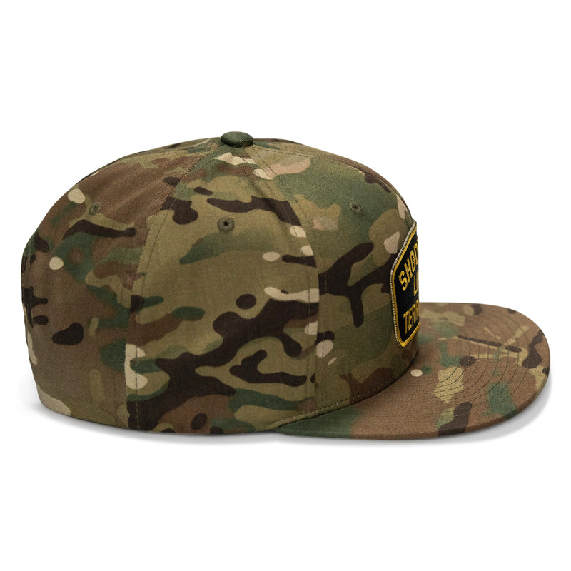Load image into Gallery viewer, Shoot Your Local Terrorist Patch Flatbill Snapback Hat
