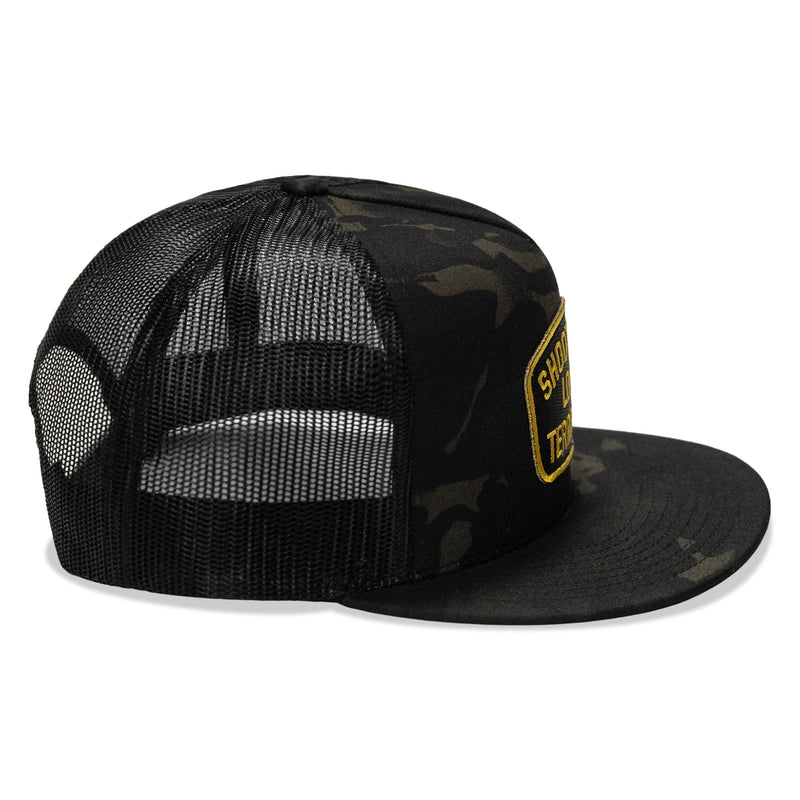 Load image into Gallery viewer, Shoot Your Local Terrorist Patch Flatbill Snapback Hat
