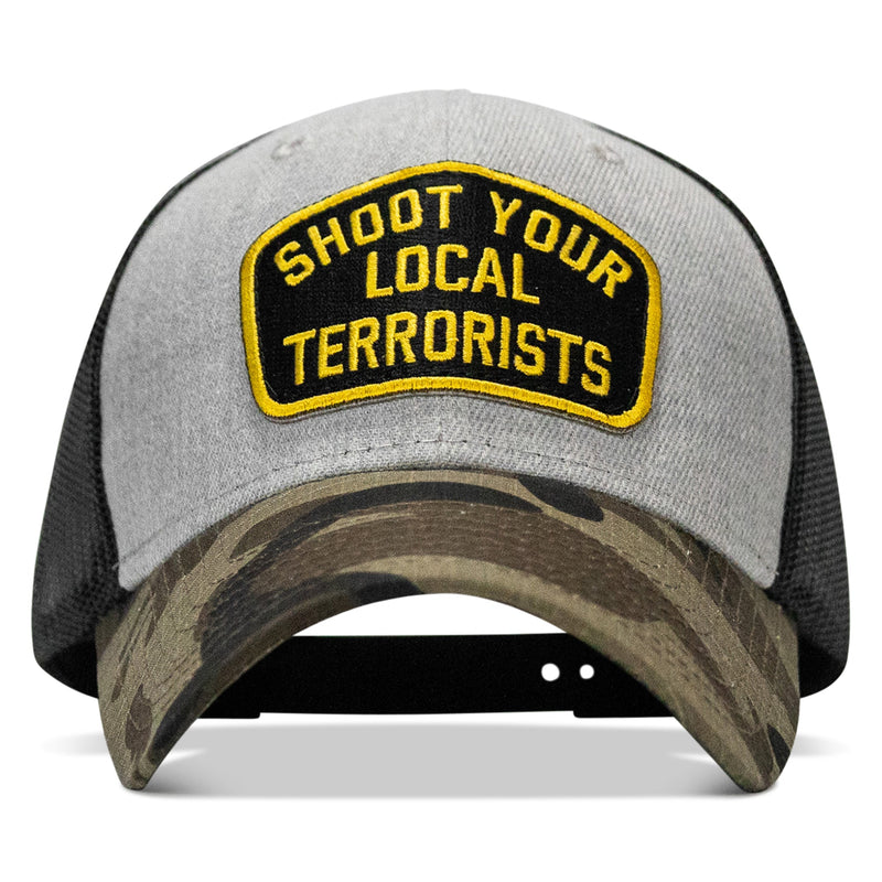 Load image into Gallery viewer, Shoot Your Local Terrorists Patch Snapback Hat
