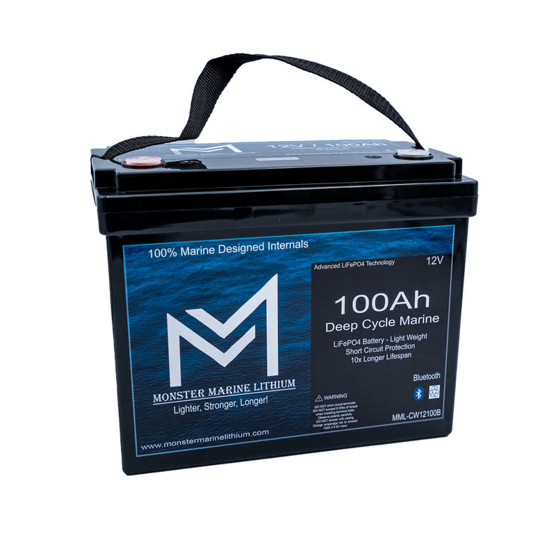 Load image into Gallery viewer, 12v 100Ah Slim Series Bluetooth Deep Cycle Lithium Marine Battery Group 24
