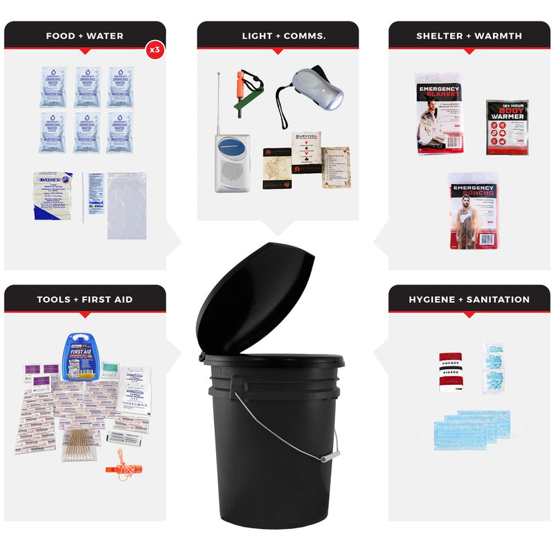 Load image into Gallery viewer, 3 Person Necessity Survival Kit, Bucket and Lid
