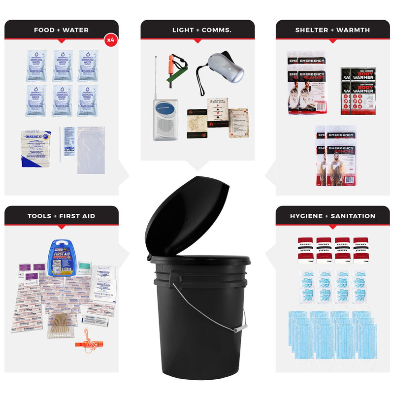 Load image into Gallery viewer, 4 Person Necessity Survival Kit, Bucket and Lid
