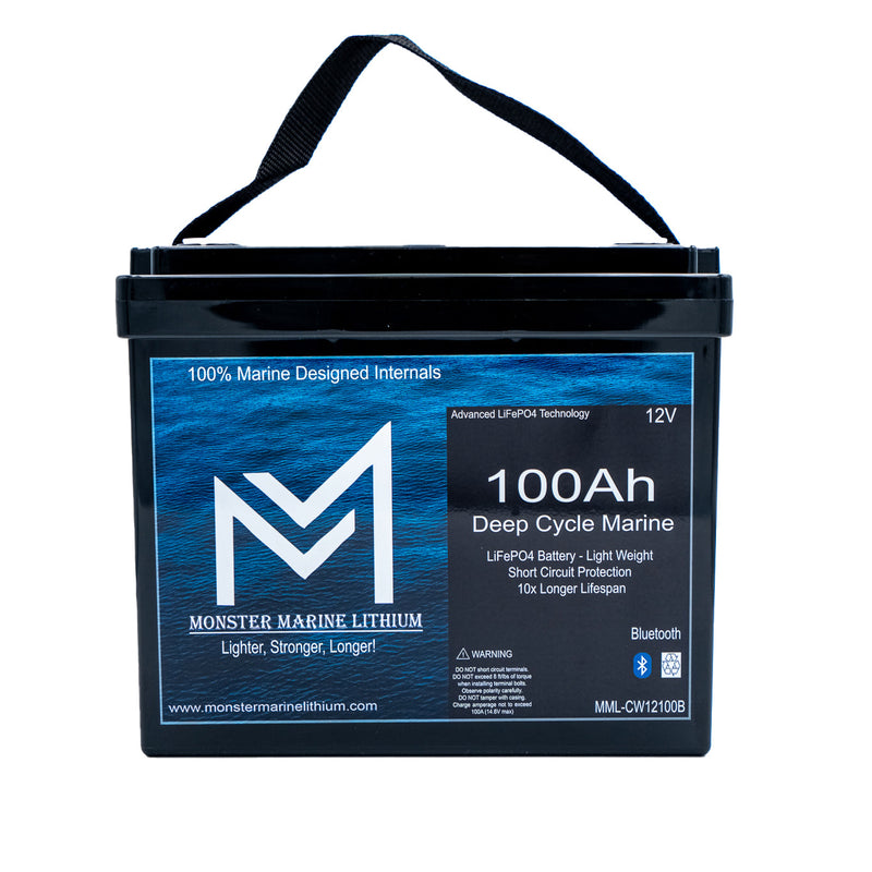 Load image into Gallery viewer, 12v 100Ah Slim Series Bluetooth Deep Cycle Lithium Marine Battery Group 24
