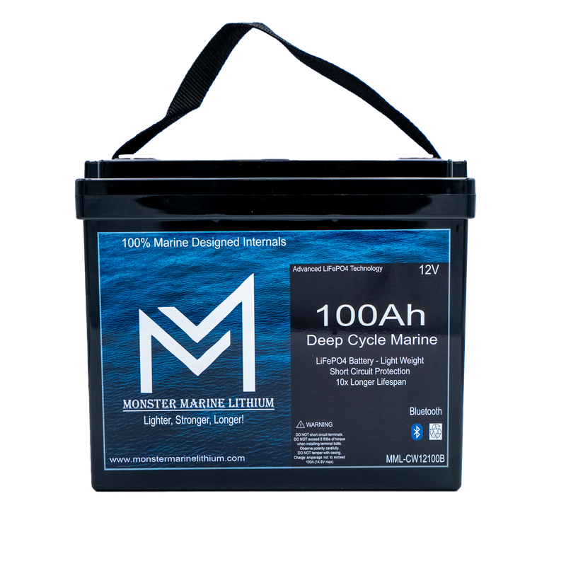 Load image into Gallery viewer, 12v 100Ah Slim Series Bluetooth Deep Cycle Lithium Marine Battery Group 24
