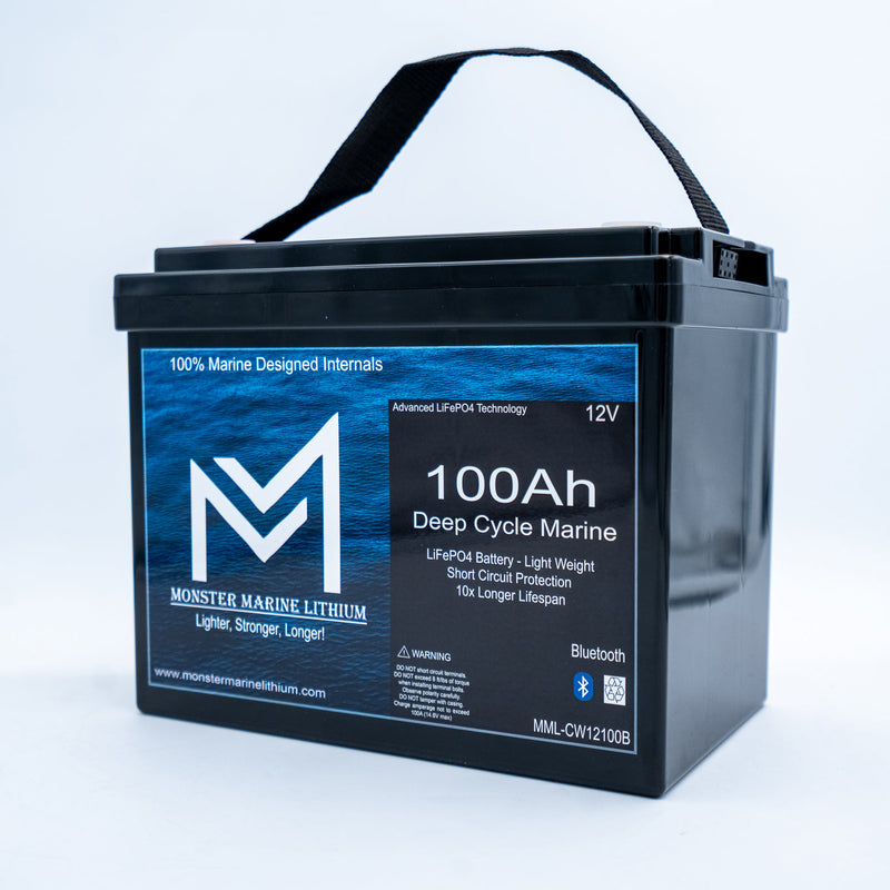 Load image into Gallery viewer, 12v 100Ah Slim Series Bluetooth Deep Cycle Lithium Marine Battery Group 24
