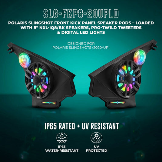 Polaris Slingshot Front Kick Panel Speaker Pods – Loaded with 8" NXL-IQ8/BK Speakers, PRO-TW1LD Tweeters & Digital LED Lights | 2020 - Current