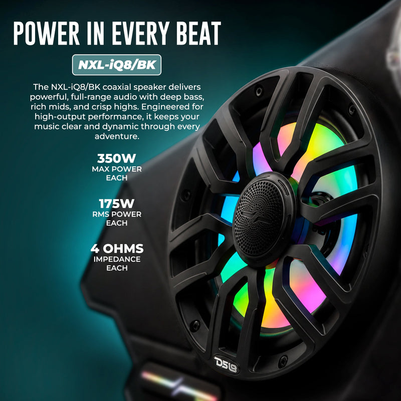 Load image into Gallery viewer, Polaris Slingshot Front Kick Panel Speaker Pods – Loaded with 8" NXL-IQ8/BK Speakers, PRO-TW1LD Tweeters &amp; Digital LED Lights | 2020 - Current
