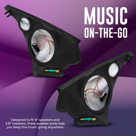 Polaris Slingshot Front Kick Panel Speaker Pods – Empty Enclosure for 8" Speakers and 3.8" Tweeters | 2020 - Current