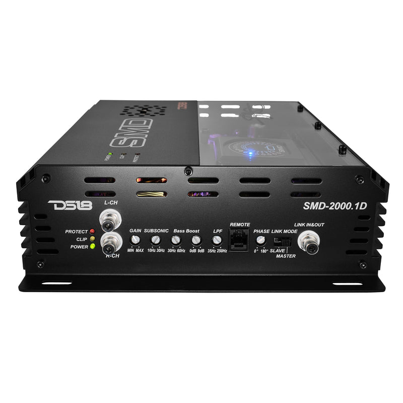 Load image into Gallery viewer, SMD Monoblock Amplifier with VM-1 Voltmeter and Digital LED Lights 2000W RMS at 1-ohm - Steve Meade Designs
