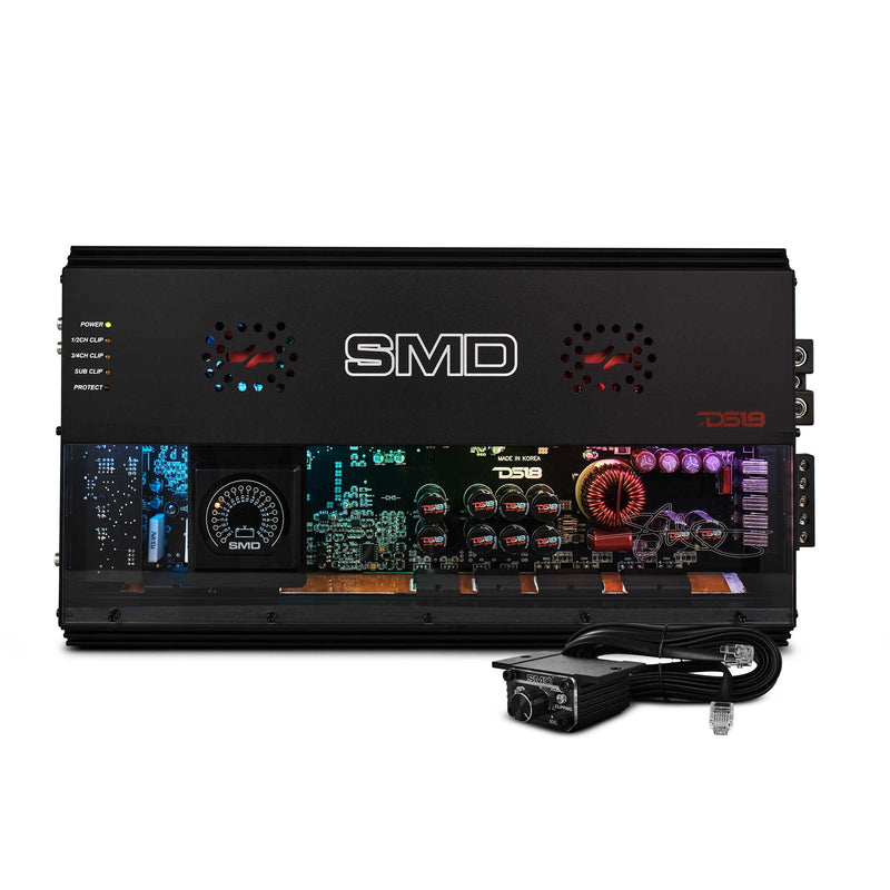 Load image into Gallery viewer, SMD 5-Channel Amplifier with VM-1 Voltmeter and Digital LED Lights 4 x 250W at 2-Ohm Class AB + 1 x 1800W at 1-Ohm Class D - Steve Meade Designs
