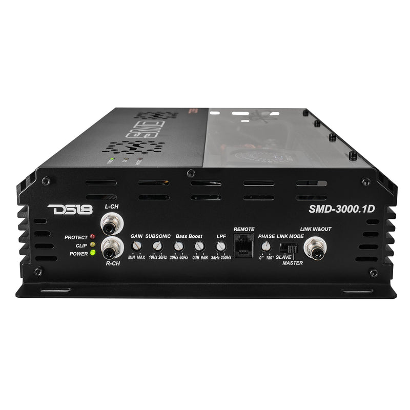 Load image into Gallery viewer, SMD Monoblock Amplifier with VM-1 Voltmeter and Digital LED Lights 3000W RMS at 1-ohm - Steve Meade Designs
