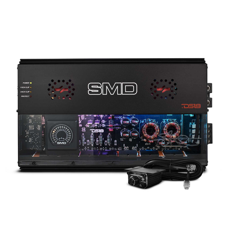 Load image into Gallery viewer, SMD 4-Channel Class AB Amplifier  with VM-1 Voltmeter and Digital LED Lights 4 x 500W at 2-Ohm - Steve Meade Designs
