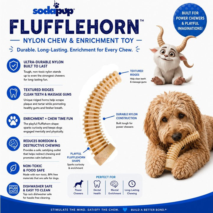 Load image into Gallery viewer, Flufflehorn Dental Antler - Indestructible Nylon Dog Chew Toy XL | USA Made
