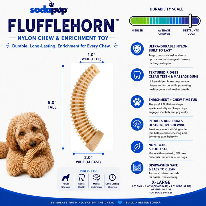 Load image into Gallery viewer, Flufflehorn Dental Antler - Indestructible Nylon Dog Chew Toy XL | USA Made
