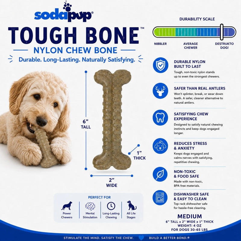 Load image into Gallery viewer, Tough Bone Nylon Chew Bone | Ultra-Durable Dog Toy for Aggressive Chewers | SodaPup
