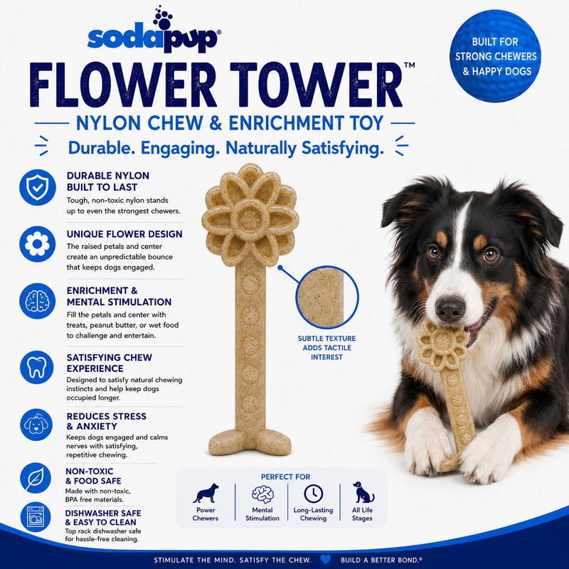 Load image into Gallery viewer, Flower Tower Nylon Chew Toy for Aggressive Chewers - USA Made Enrichment Toy
