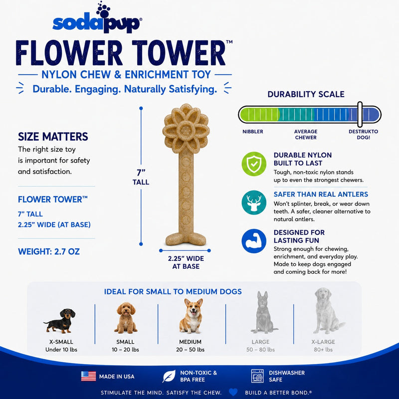 Load image into Gallery viewer, Flower Tower Nylon Chew Toy for Aggressive Chewers - USA Made Enrichment Toy
