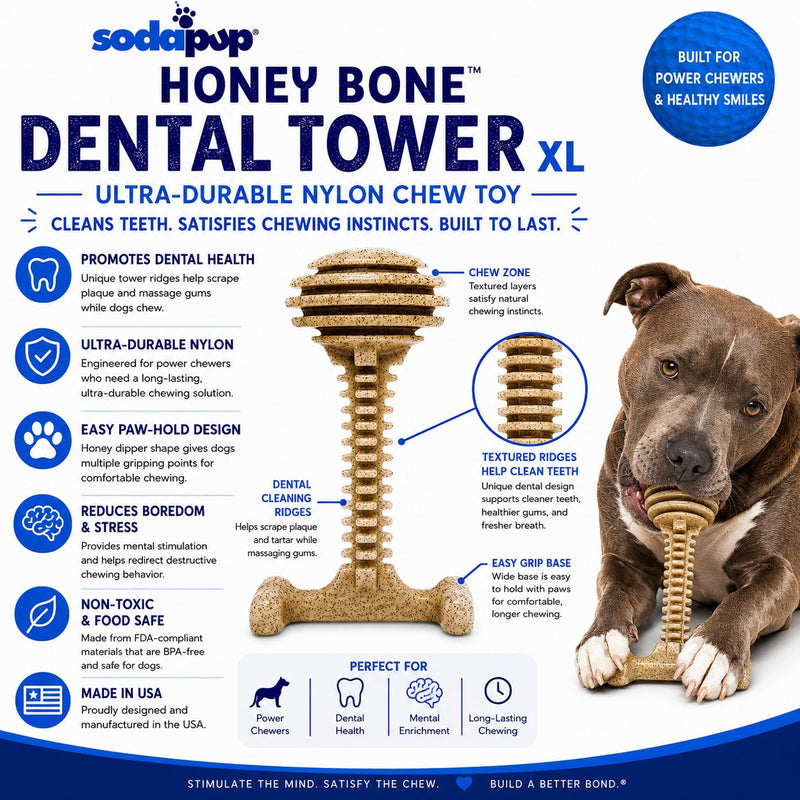 Load image into Gallery viewer, Honey Bone Dental Tower - Indestructible Nylon Dog Chew Toy XL | USA Made

