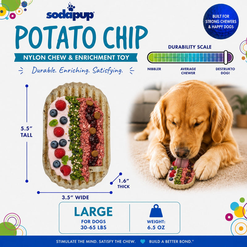 Load image into Gallery viewer, Potato Chip Nylon Chew &amp; Enrichment Toy | 2-in-1 for Aggressive Chewers | SodaPup

