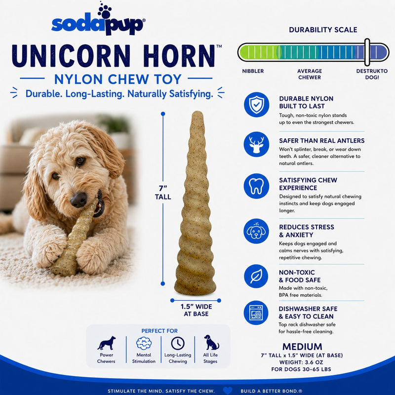 Load image into Gallery viewer, Unicorn Horn Nylon Dog Chew Toy | Durable for Aggressive Chewers | SodaPup
