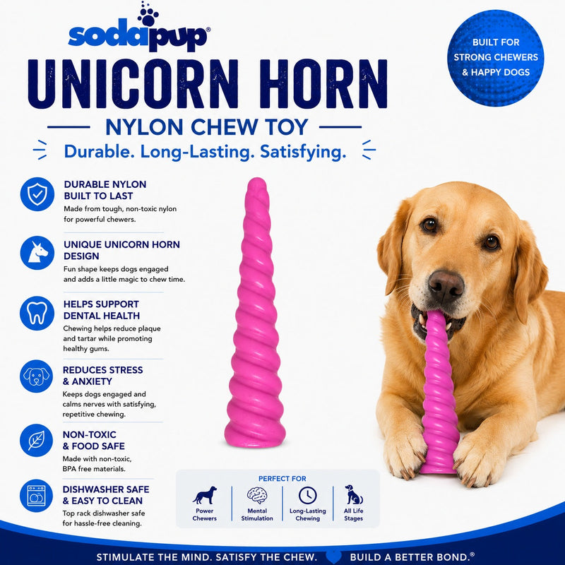 Load image into Gallery viewer, Unicorn Horn Nylon Dog Chew Toy | Durable for Aggressive Chewers | SodaPup
