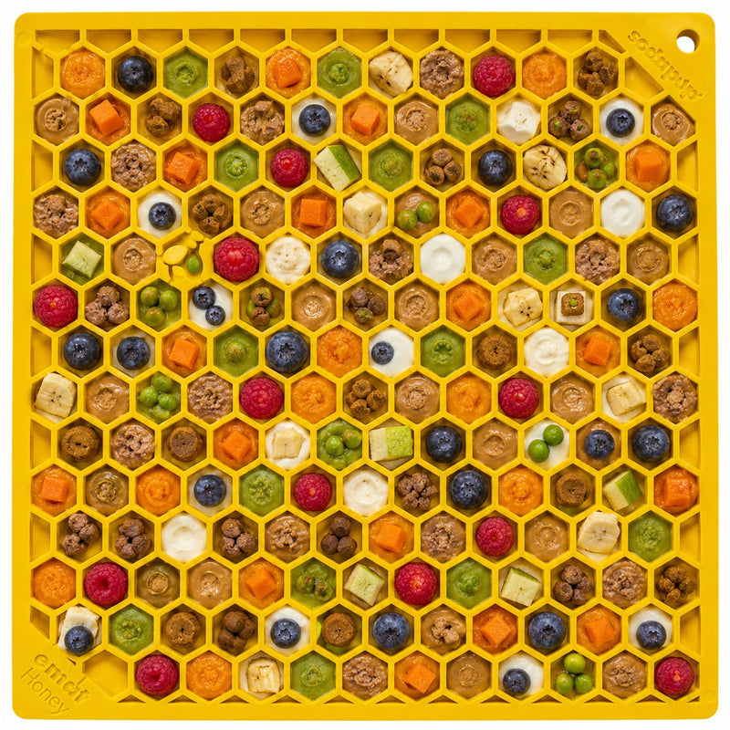 Load image into Gallery viewer, Honeycomb eMat - Enrichment Lick Mat for Dogs and Cats | eMat Enrichment Toy for Anxiety Relief | SodaPup
