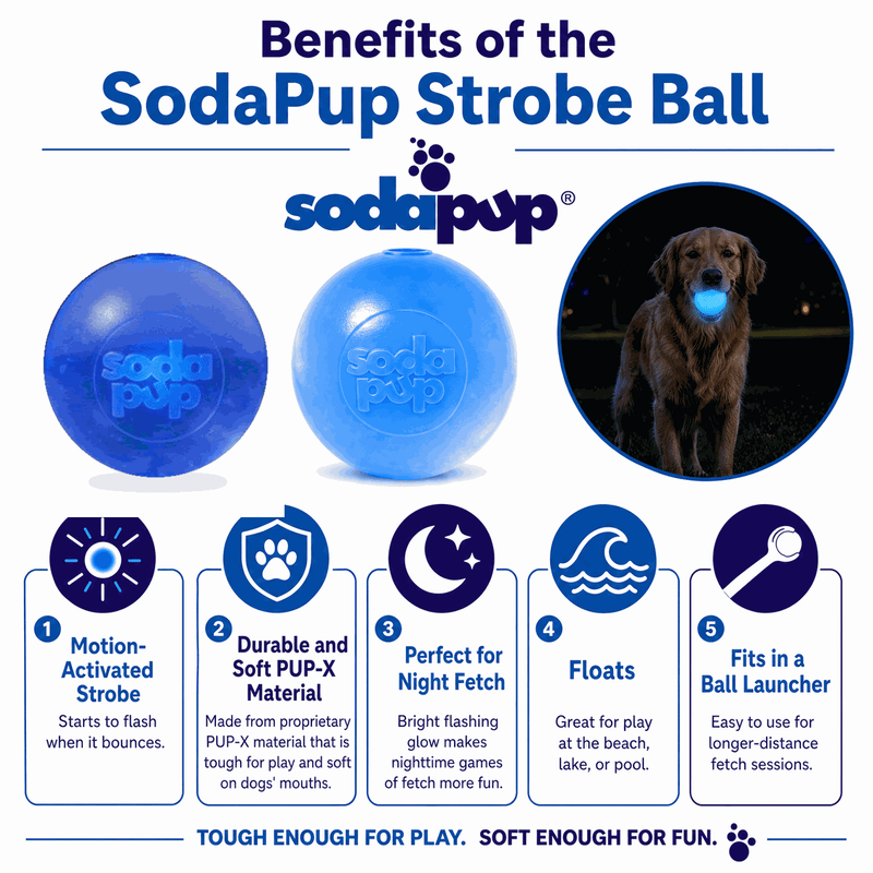 Load image into Gallery viewer, Strobe Ball Light-Up Dog Toy - Durable Floating Chew Ball | Made in USA
