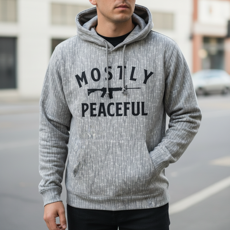 Load image into Gallery viewer, Mostly Peaceful (Black) Lightweight Hoodie
