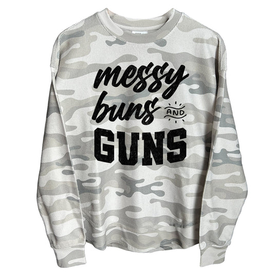 Messy Buns and Guns (Front) Corded Poncho